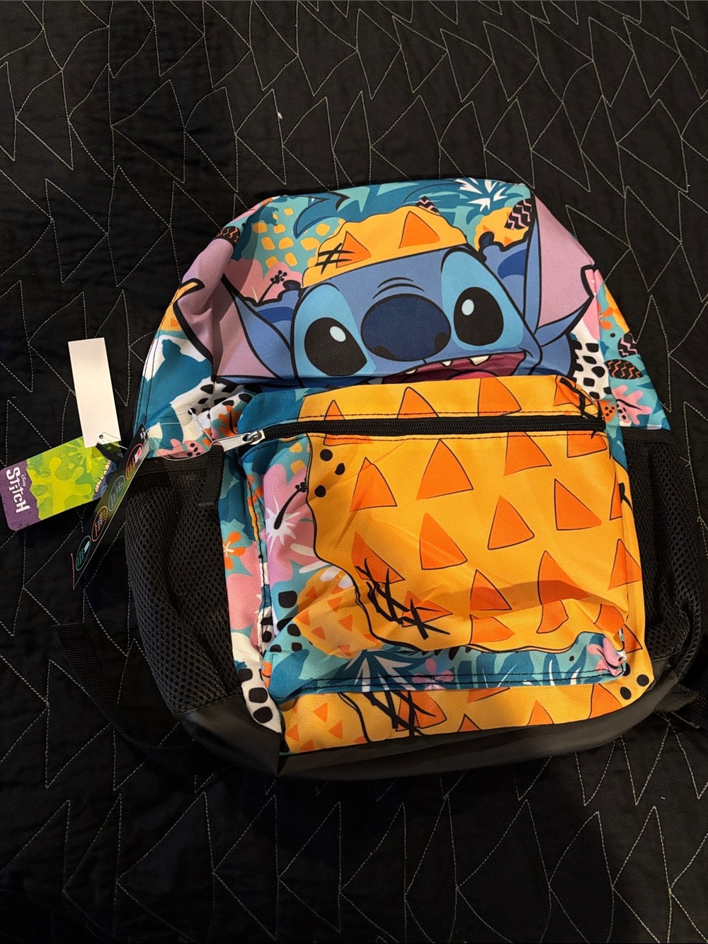 Disney Blue & Orange Stitch 17” high Backpack with Character Print